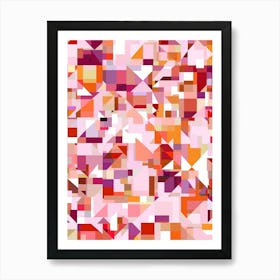 Abstract Geometric Pattern - Pink Art Print