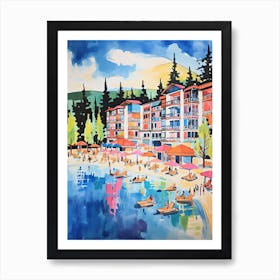 The Ritz Carlton, Lake Tahoe   Truckee, California  Resort Storybook Illustration 2 Art Print