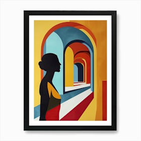 Silhouette Of A Woman, Abstract Painting Art Print