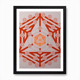 Geometric Abstract Glyph Circle Array in Tomato Red n.0083 Art Print
