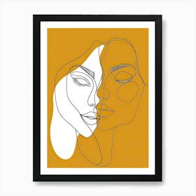 Abstract Women Yellow Faces 1 Art Print