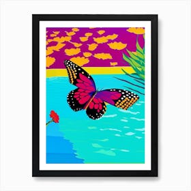 Butterfly On Flower Pop Art David Hockney Inspired 1 Art Print