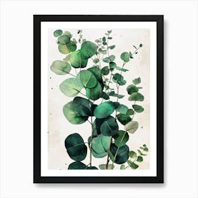 Eucalyptus nature leaves watercolor decoration Art Print