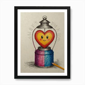 Heart Shaped Lantern Art Print