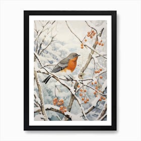 Winter Bird Painting Robin 6 Art Print