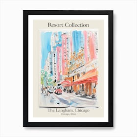 Poster Of The Langham, Chicago   Chicago, Illinois  Resort Collection Storybook Illustration 4 Art Print