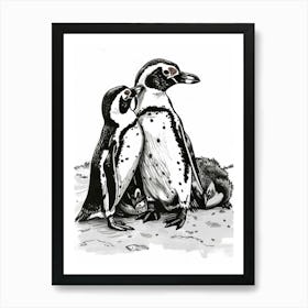 African Penguin Huddling For Warmth 3 Art Print