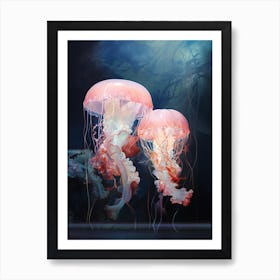 Jellyfish Colorful Painting Bathroom Poster Art Print