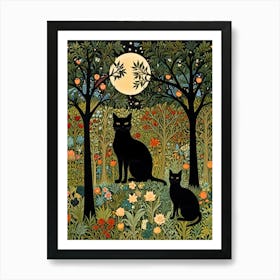 William Morris Black Cats In The Moonlight Poster