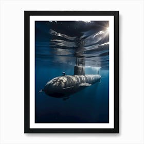 Submarine In The Ocean -Reimagined 1 Art Print