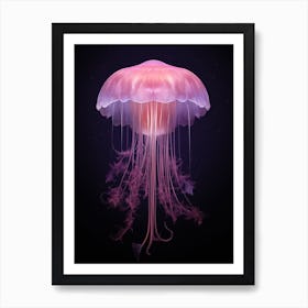 Lions Mane Jellyfish Neon Illustration 10 Art Print