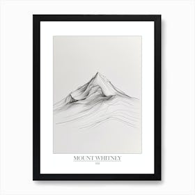 Mount Whitney Usa Line Drawing 2 Poster Art Print