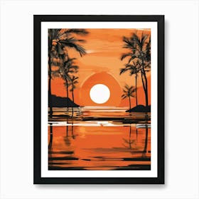 Sunset With Palm Trees 9 Art Print