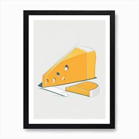 Gjetost Cheese Dairy Food Minimal Line Drawing Art Print