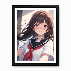 Anime Girl In School Uniform 1 Art Print