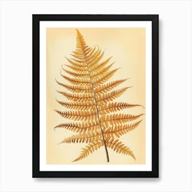 Vintage Illustration Golden Leather Fern 3 Art Print