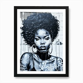 Graffiti Mural Of Beautiful Black Woman 298 Art Print