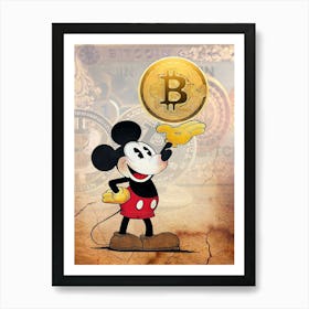 Mickey & Bitcoin Art Print