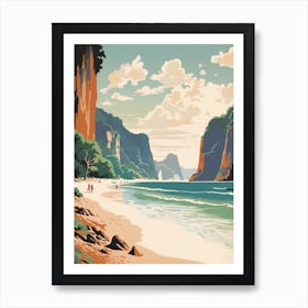 Vintage Retro Print Of Maya Bay, Koh Phi Phi Thailand 3 Art Print