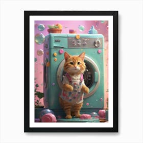 Cat In Washing Machine 12 Poster