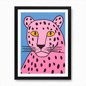 Pink Polka Dot Cougar 1 Art Print