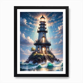 A Lighthouse In The Middle Of The Ocean 63 Art Print