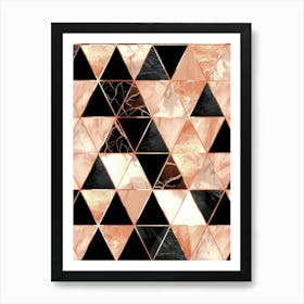 Rose Gold And Black Marble Pattern Art Print