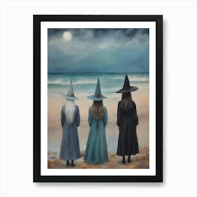Ocean Witches ~ Maiden Mother Crone by the Water Triple Goddess Pagan Sea Witchcraft by Sarah Valentine Art Print