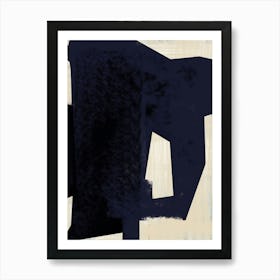 BLUE ABSTRACT no. 1  - coltxwilde, abstract, contemporary art, minimalist geometric shapes of blue, navy and black on beige   by colt x wilde  modern  Art Print