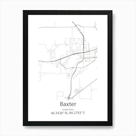 Baxter,United States Minimalist Map Art Print