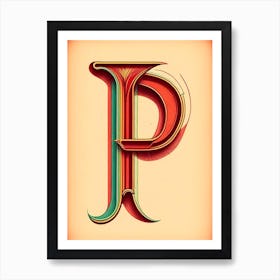 P, Letter, Alphabet Vintage Sketch 3 Art Print