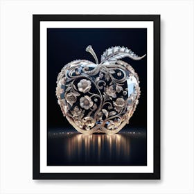 Crystal Apple in the dark background, vertical Art Print