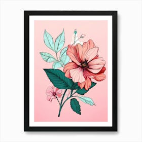 Pink Flowers On A Pink Background 7 Art Print