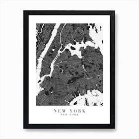 New York New York Minimal Black Mono Street Map  Art Print