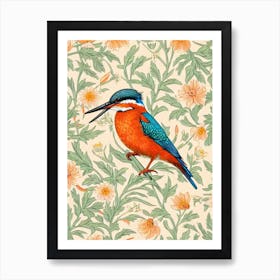 Kingfisher William Morris Style Bird Art Print