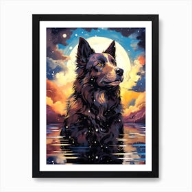 Dog In The Moonlight Art Print