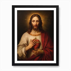 Sacred Heart Of Jesus, Oil On Canvas Portuguese School, 19th Century 016 Art Print