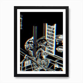 Toriyama Sekien Vintage Japanese Woodblock Negative Glitch Art Yokai Ukiyo-e Nurarihyon Art Print