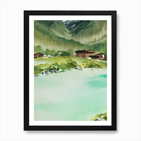 Gran Paradiso National Park Italy Water Colour Poster Art Print