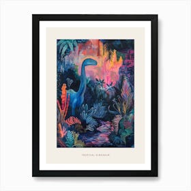 Colourful Tropical Cave Dinosaur Painting Poster Art Print