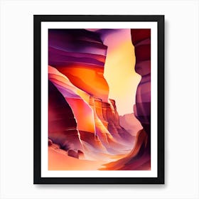 The Antelope Canyon Watercolour 3 Art Print