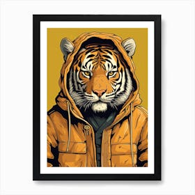 Tiger Illustrations Wearing A Windbreaker 4 Art Print