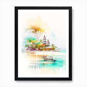 Gili Islands Indonesia Watercolour Pastel Tropical Destination Art Print