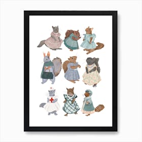Cute Squirrels Art Print