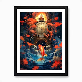 Koi Fish Clock Art Print