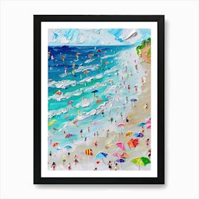 Beach View Impasto Oil Painting Travel Art Print