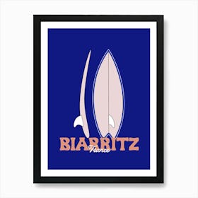 Ocean Vibes Biarritz Surf Boards Print - Coastal Wall Art in Blue Poster