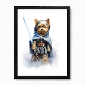 Yorkshire Terrier Dog As A Jedi 3 Art Print