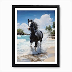 A Horse Oil Painting In Eagle Beach, Aruba, Portrait 2 Art Print