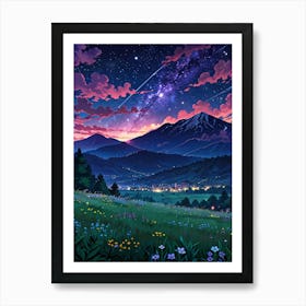 Night Sky Anime aesthetic 25 Art Print